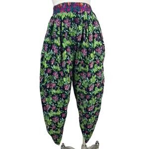 Vintage‎ 90s FIRE Womens (M) Genie Pants Floral Baggy Boho Elastic Barrel USA